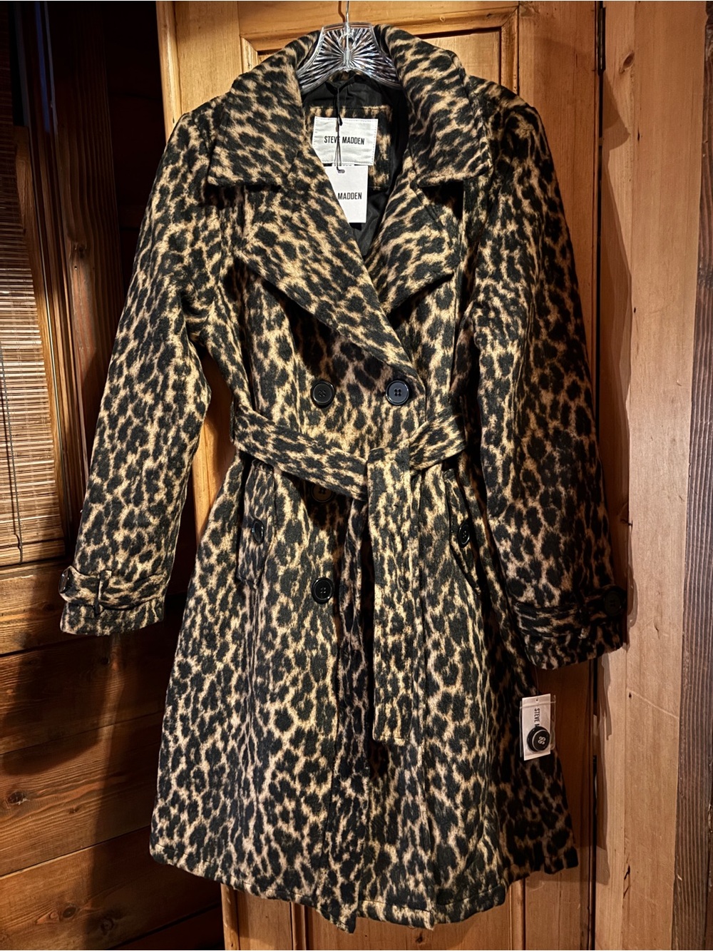 Steve Madden Leopard Trench Cozy Winter Coat - New with tags - NWT - medium